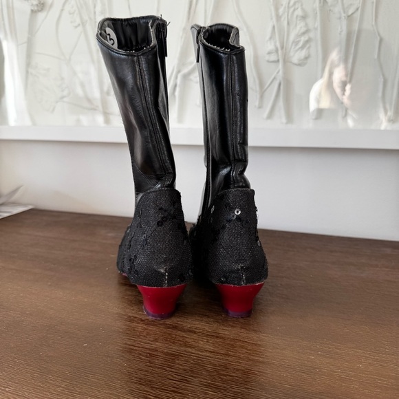 Disney Frozen Princess Anna Black Gold Costume Dress Up Boots Side Zip Girls2/3 - Picture 4 of 9